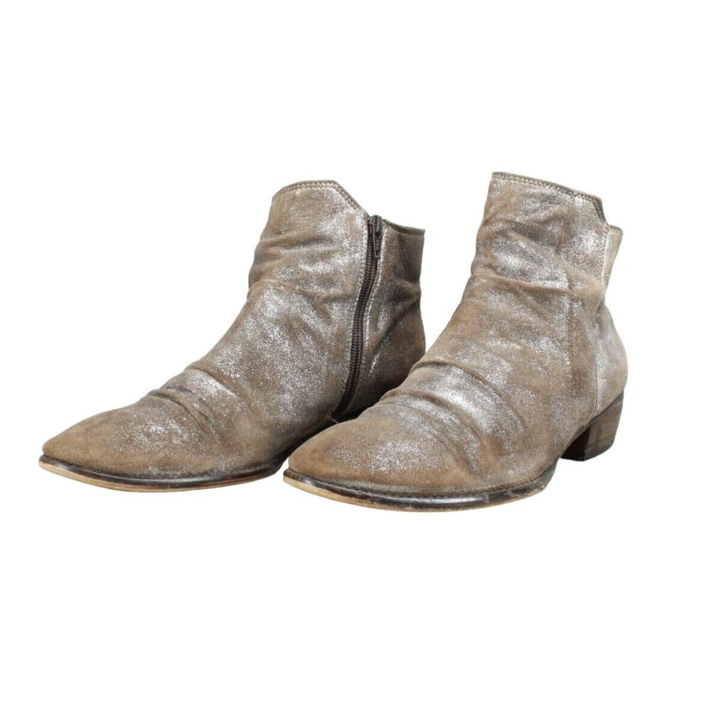 Seychelles Metallic Brown Slouch Side Zip Almond Toe Ankle Boots Size 10 - Picture 3 of 9